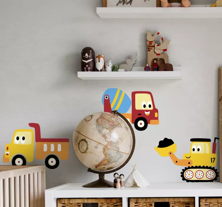 Wandtattoo Spielzeug Lkw, bagger, lkw-set - TenStickers
