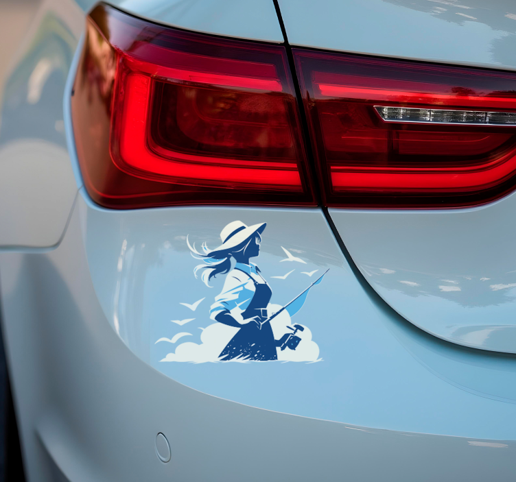 Sport Sticker mädchen angeln - TenStickers