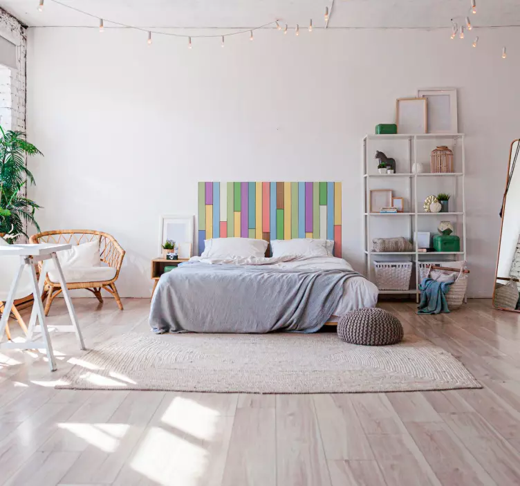 Wandtattoo Schlafzimmer bunte Bettkopfplanken - TenStickers