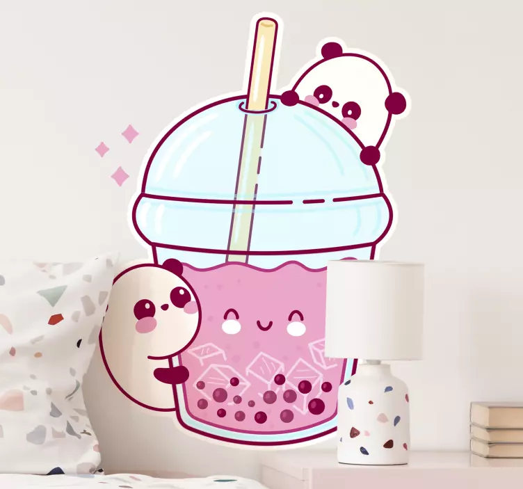 Sticker essen süßer panda drink - TenStickers