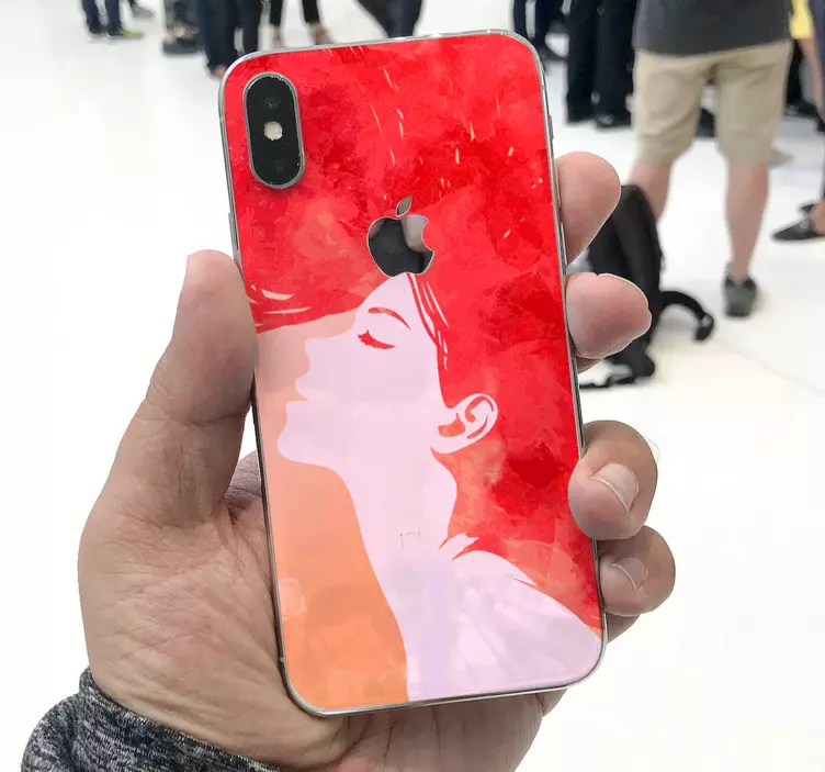 Sticker iphone rote frauen silhouette - TenStickers