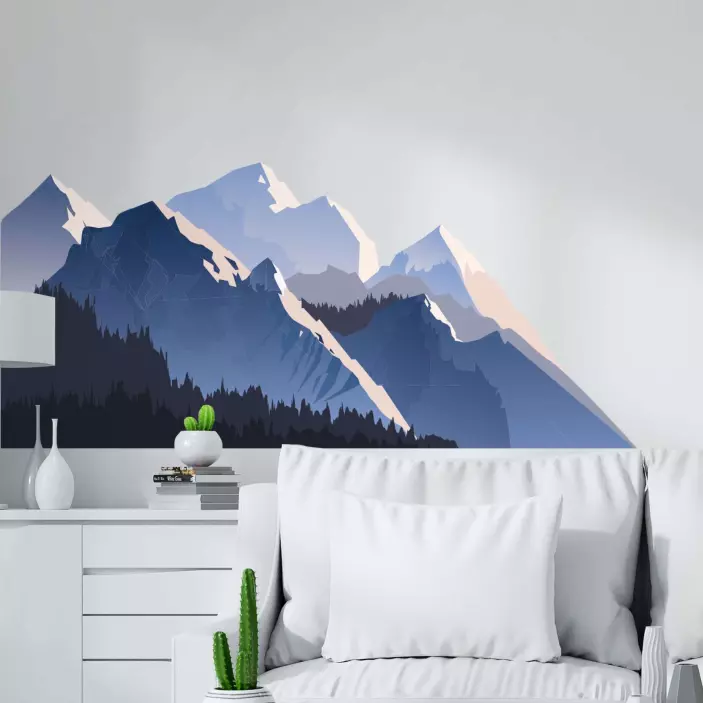 Natur realistischer Wald und Berg Wandtattoo Berge - TenStickers