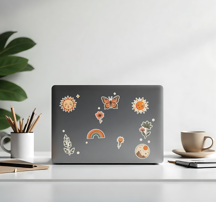 Laptop Aufkleber blumen- und sonnenaufkleberset - TenStickers