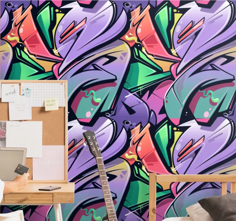 Wandtattoo Jugendzimmer lebendige abstrakte graffiti - TenStickers
