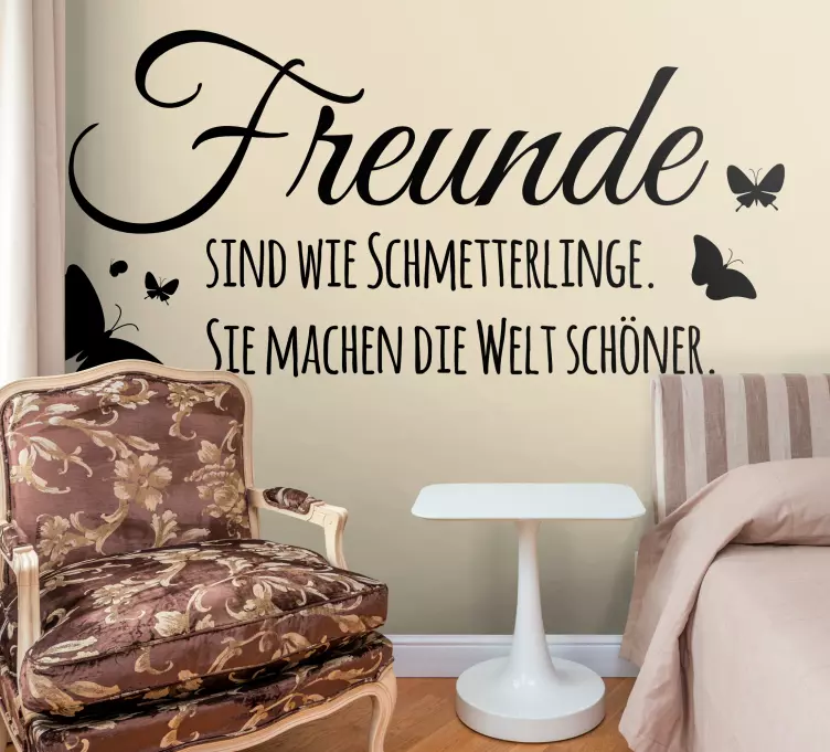 Wandtattoo Zitat Freunde sind wie Schmetterlinge - TenStickers