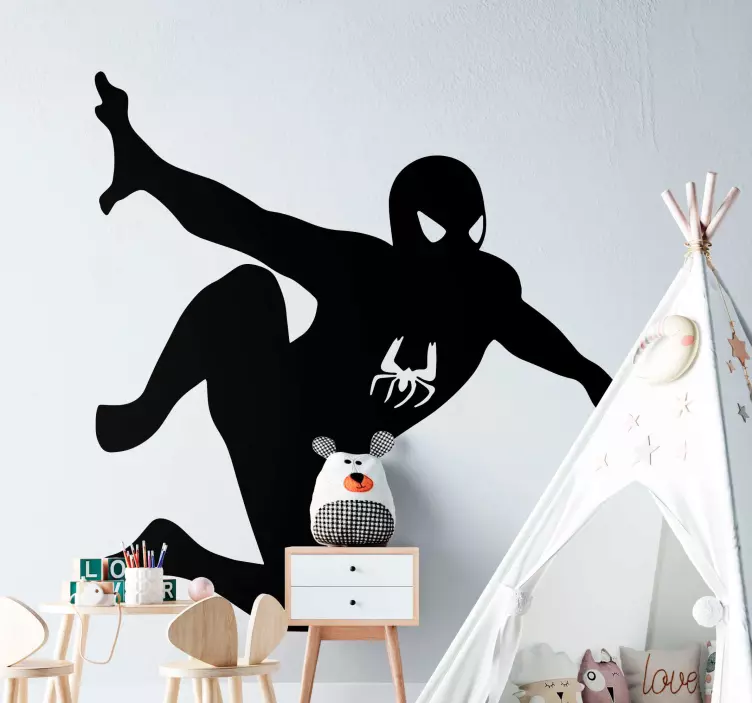 Wandtattoo Superheld Spiderman an der wand - TenStickers