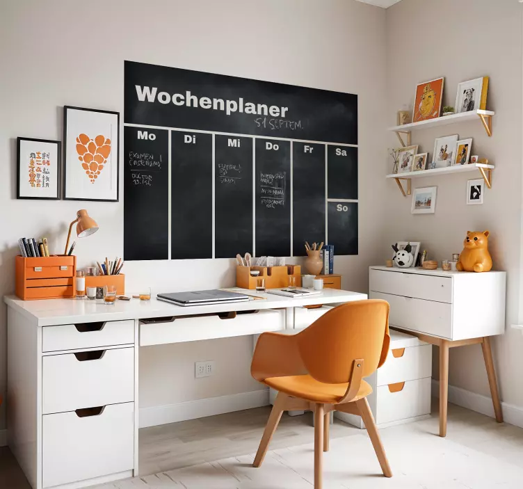 Tafelfolie Wochenplaner Schwarz - TenStickers