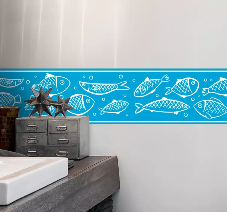 Wandtattoo Badezimmer Bordüre schwimmende Fische - TenStickers