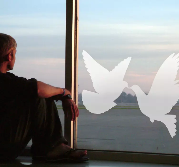 Fensteraufkleber Taubenpaar Silhouette - TenStickers