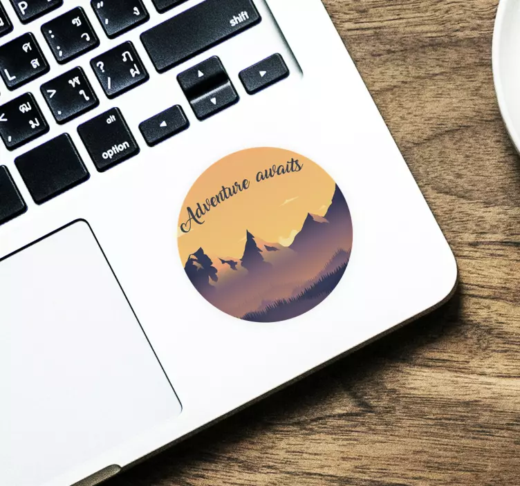 Laptop Sticker Reise Adventure awaits Landschaft - TenStickers