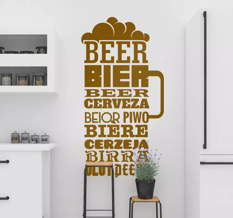 Wandtattoo Küche Bier in allen Sprachen - TenStickers