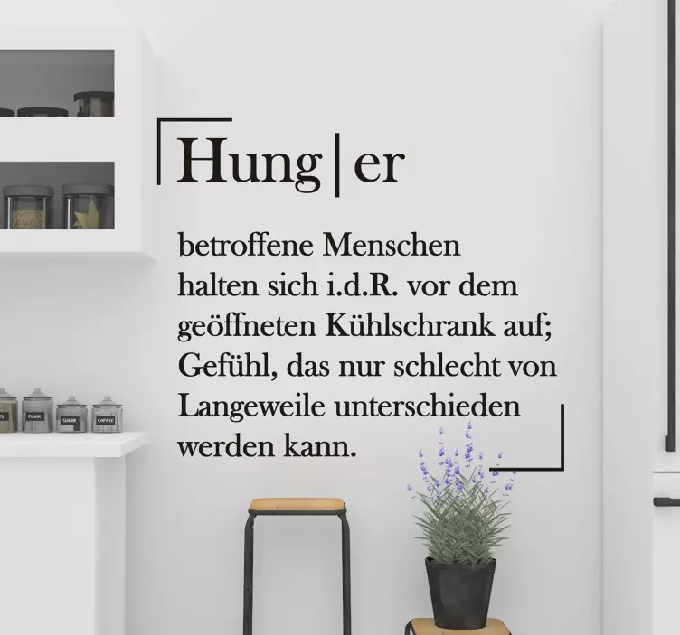 Text Aufkleber Hunger Wandtattoo Küche - TenStickers
