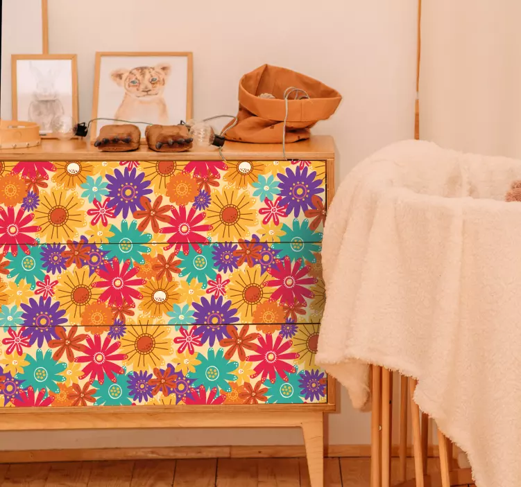 Textur Aufkleber buntes Blumenmuster - TenStickers