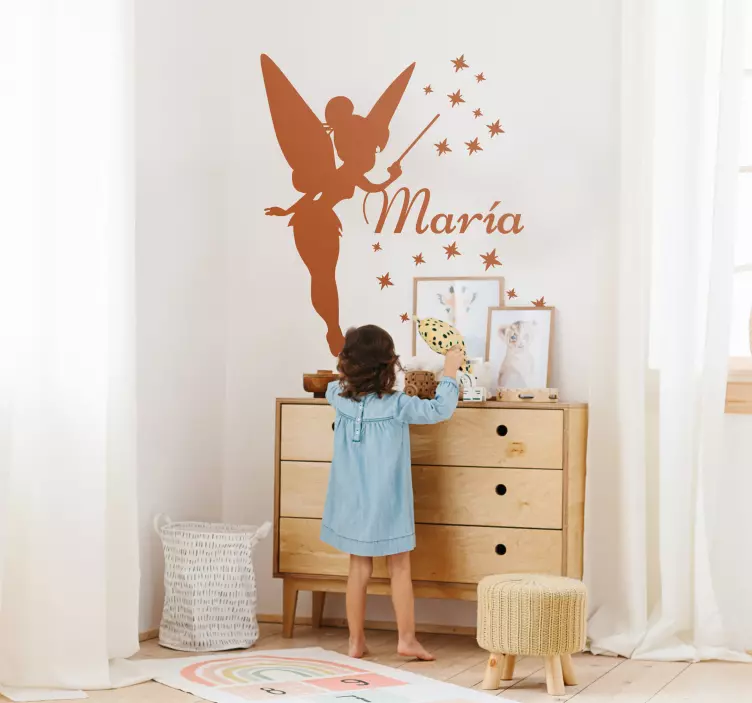 Wandtattoo Kinderzimmer Tinkerbell mit Namen - TenStickers