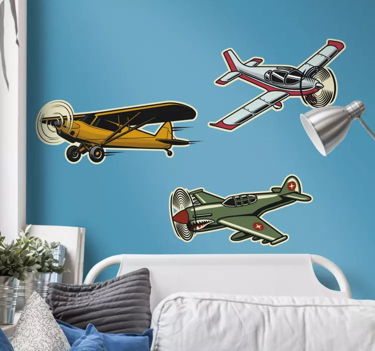 Tuning aufkleber klassische flugzeuge trio - TenStickers