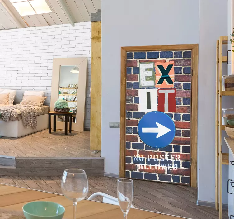 Deursticker exit sign urban - TenStickers