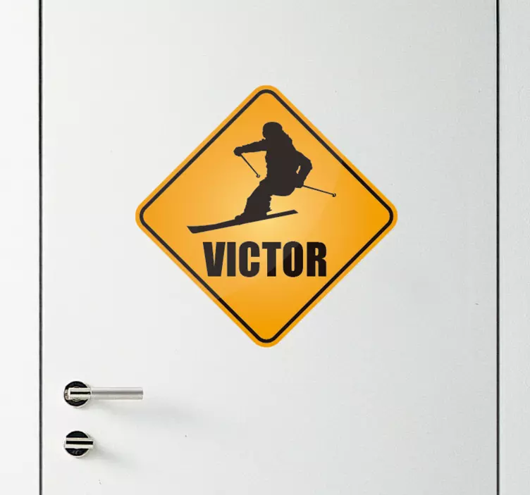 Türaufkleber Ski Silhouette Schild - TenStickers