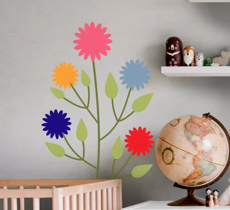 Türaufkleber Mehrere Farben von blumen - TenStickers