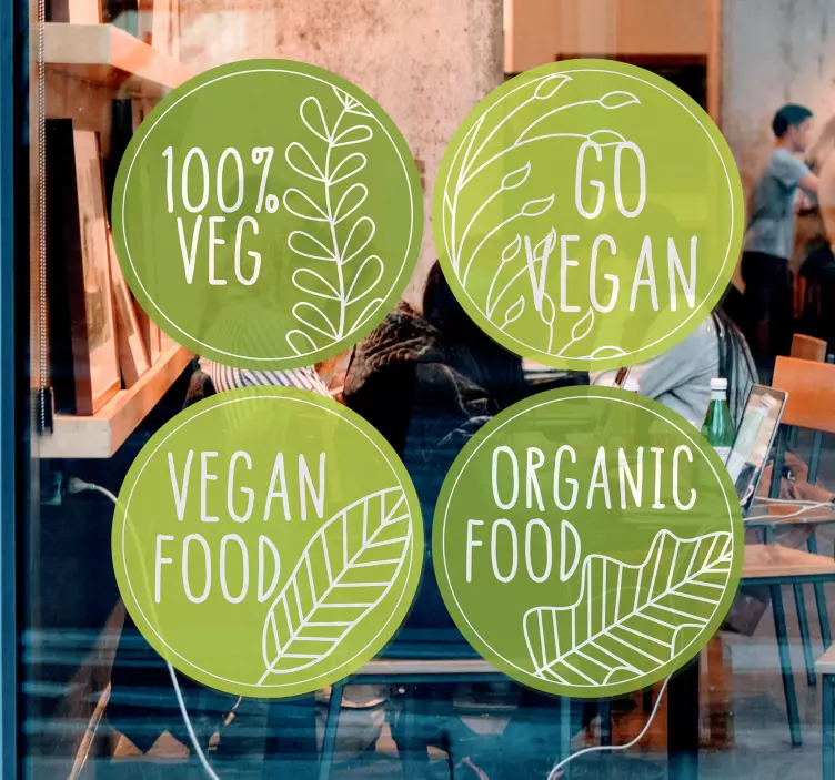 Vegan Bio Vegetarisch Vinyl Aufkleber Geschäfte - TenStickers
