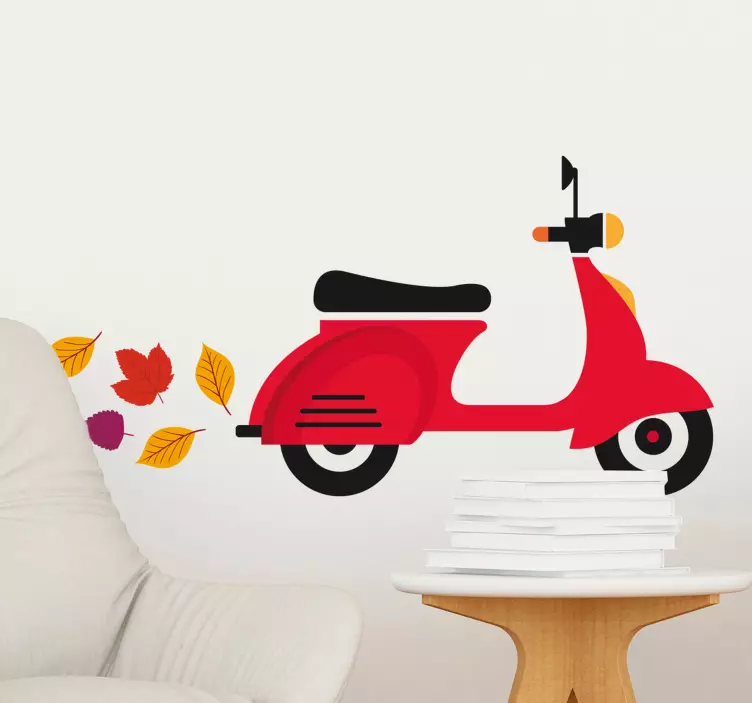 Vespa mit Blättern Aufkleber - TenStickers