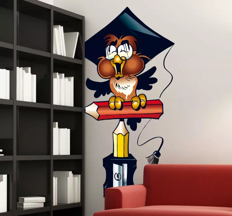 Wandtattoo Eule auf Bleistift - TenStickers