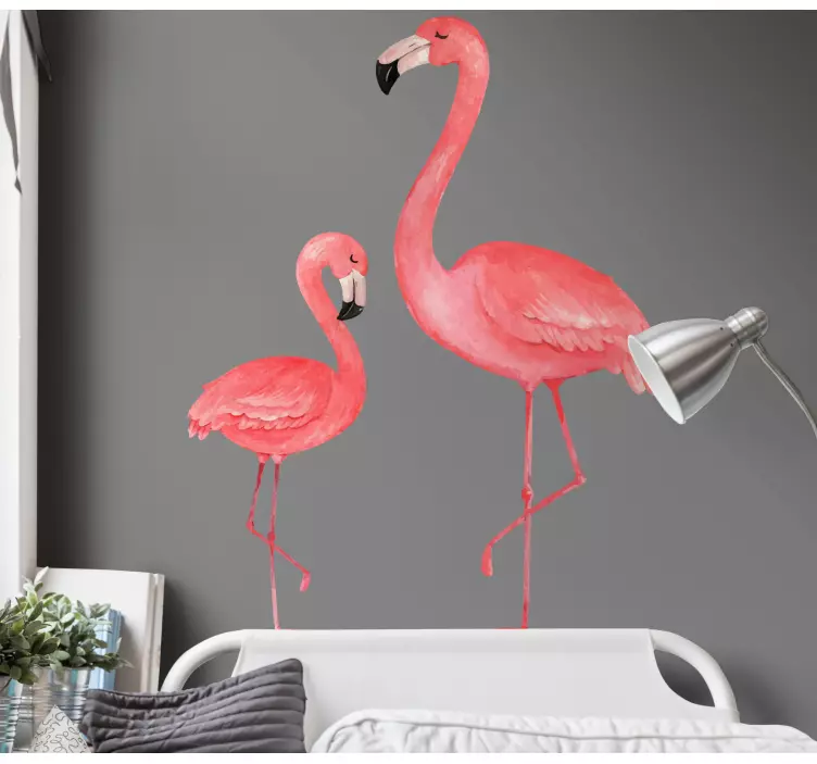 Wandsticker Vogel Große und kleine flamingos - TenStickers
