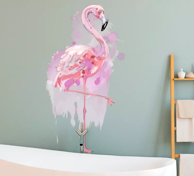Wandsticker Vogel Künstlerischer heller aquarellflamingo - TenStickers
