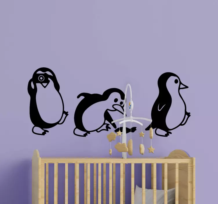 Wandsticker Vogel Süße pinguine laufen - TenStickers