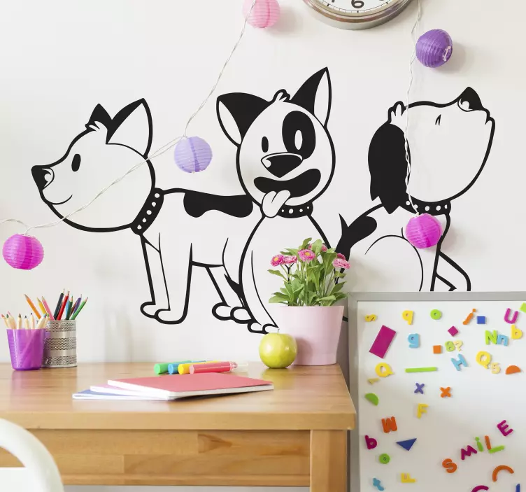 Wandtattoo Hund Drei gleiche Hunde - TenStickers