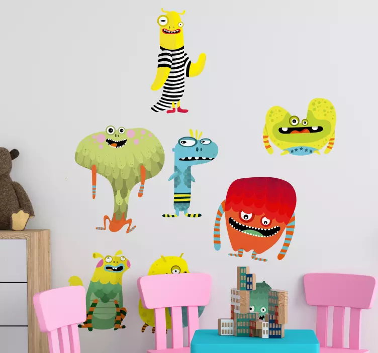 Monster Aufkleber Blatt mit farbigen monstern - TenStickers