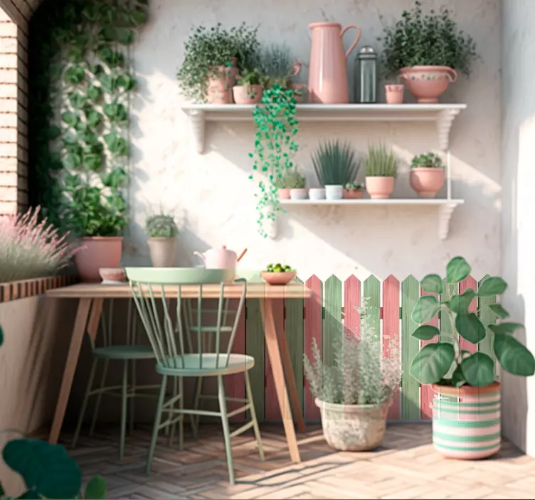 Wandaufkleber pastellfarbener Holzzaun - TenStickers