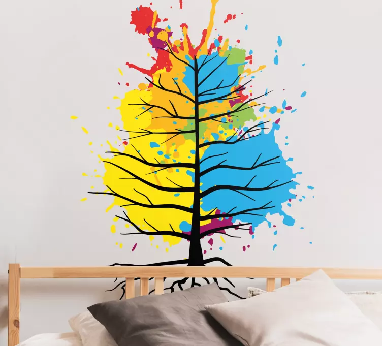 Wandtattoo Schlafzimmer Regenbogen-aquarell-baum-design - TenStickers