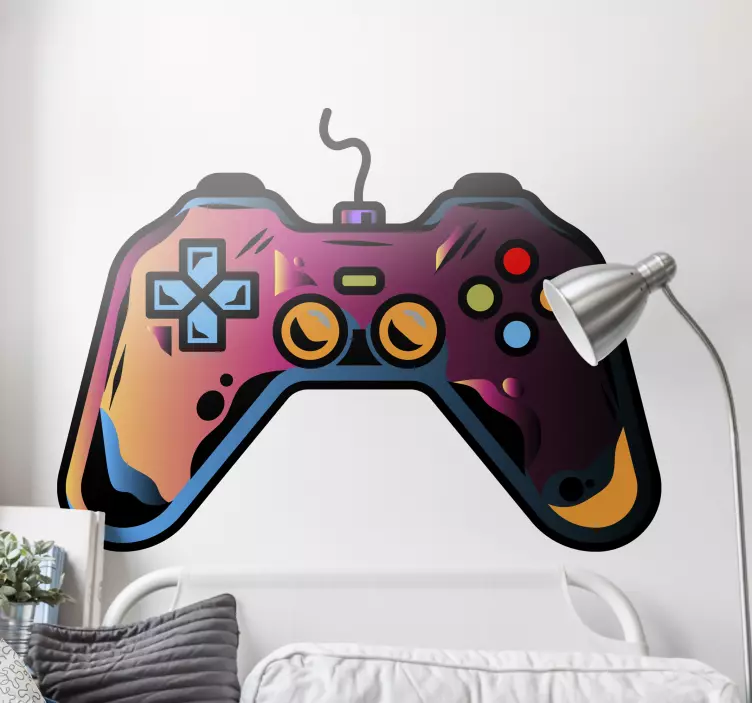 Wandtattoo Videospiel Gaming neon bunten controller - TenStickers