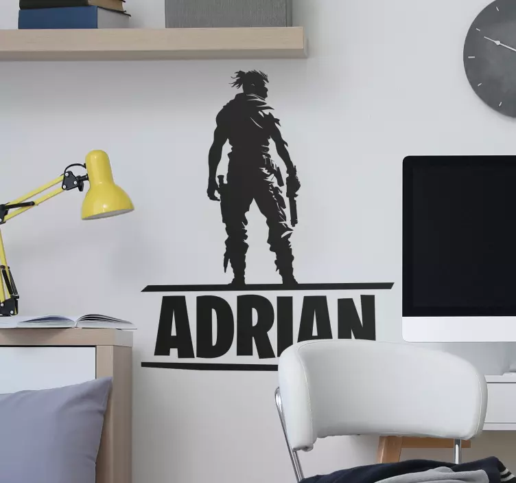Wandtattoo Videospiel Kampfcharakter mit Namen - TenStickers