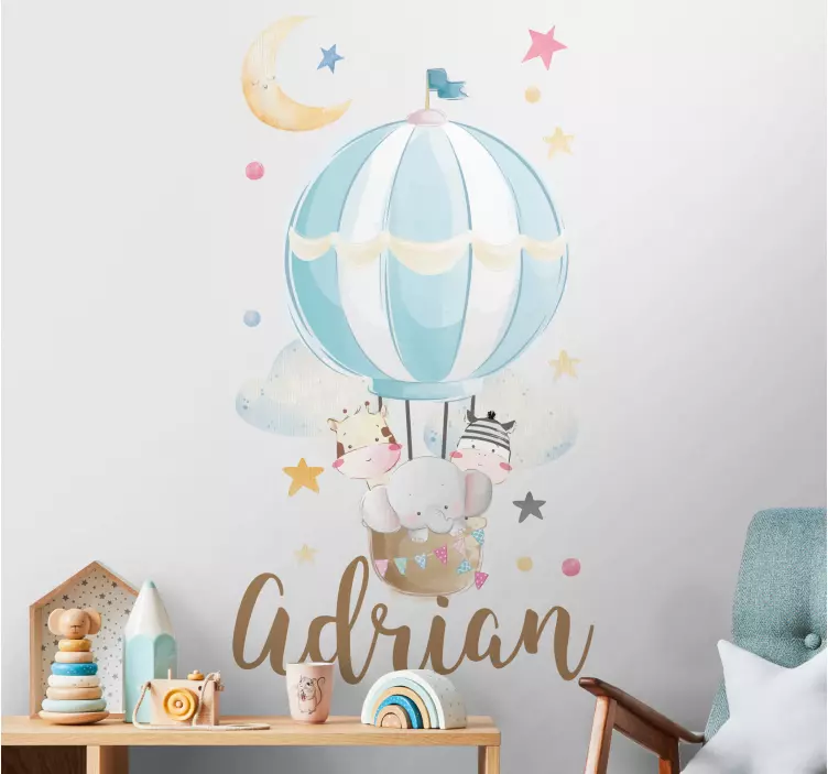 Wandtattoo Schlafzimmer Heißluftballon mit Namen - TenStickers