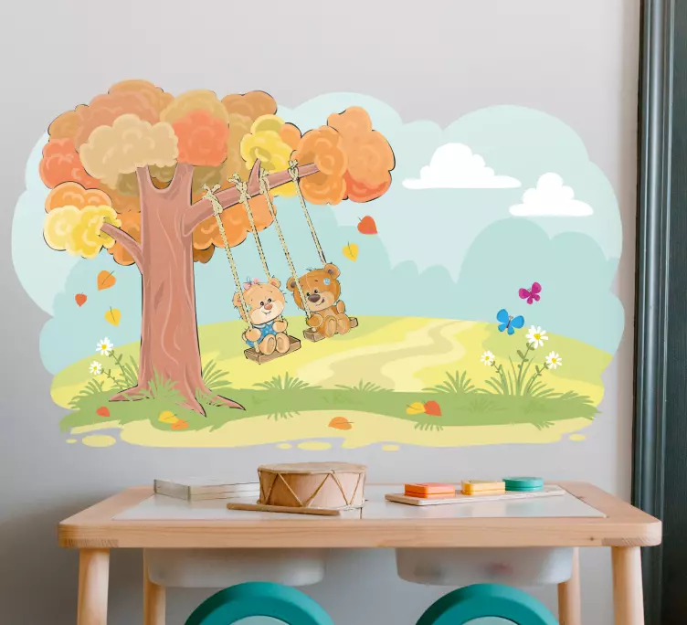 Wandtattoo Zeichnung Teddybären im wald - TenStickers