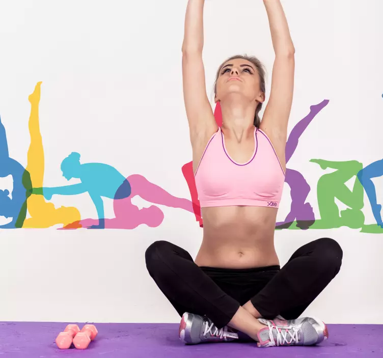 Yoga Übungen Silhouetten Bordüre selbstklebend - TenStickers
