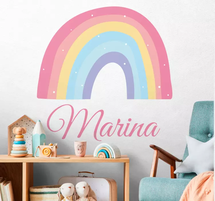 Kinderzimmer Wandtattoo Süßer regenbogen und wolke in pastell - TenStickers