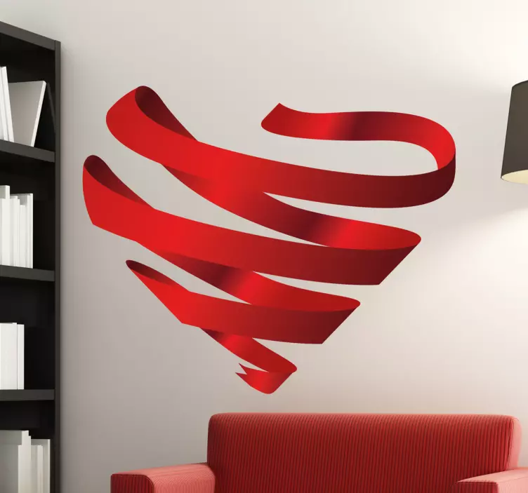 Wandtattoo 3D Herz Bänder - TenStickers