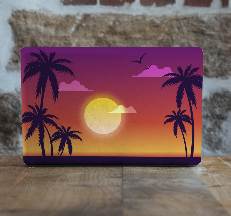 Laptop Folie Wandtattoo 70er Jahre Sonne Sonnenuntergang - TenStickers