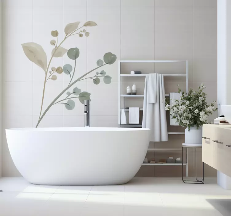 Wandtattoo Badezimmer Pflanzen aquarell Zweig - TenStickers