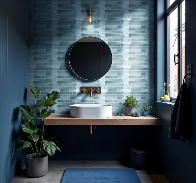 Wandtattoo Badezimmer hellblau - TenStickers