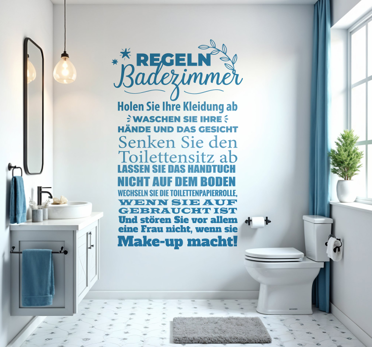 Wandtattoo Badezimmer regeln - TenStickers