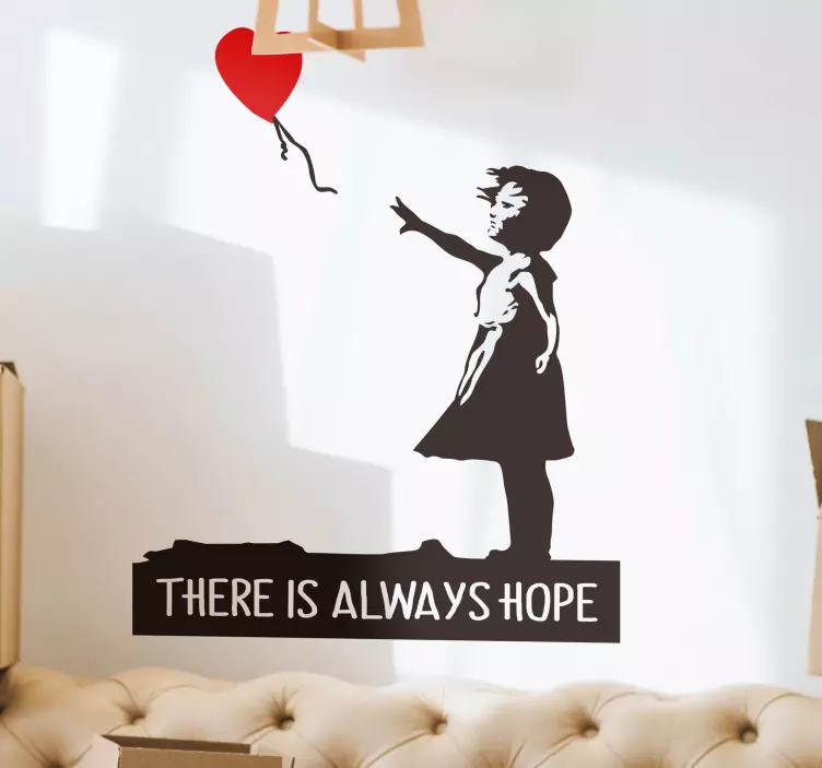Wandtattoo Wohnzimmer Banksy Mädchen Always Hope - TenStickers