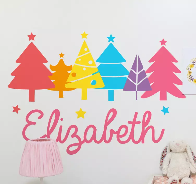 Wandtattoo baum bunte weihnachtsbäume - TenStickers