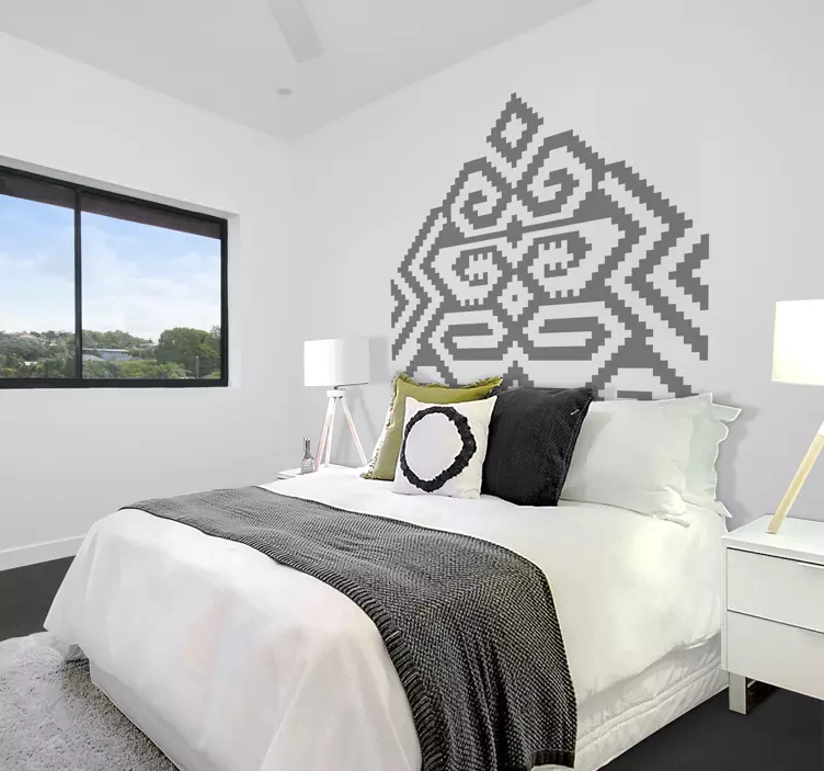 Wandtattoo Bett geometrisches mustermotiv - TenStickers