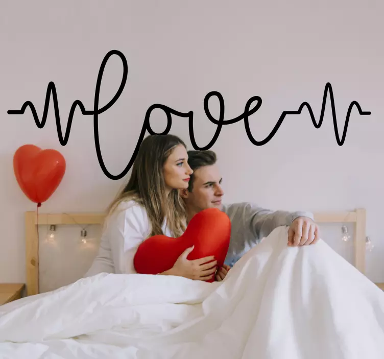 Wandtattoo Bett herzschlag der liebe - TenStickers