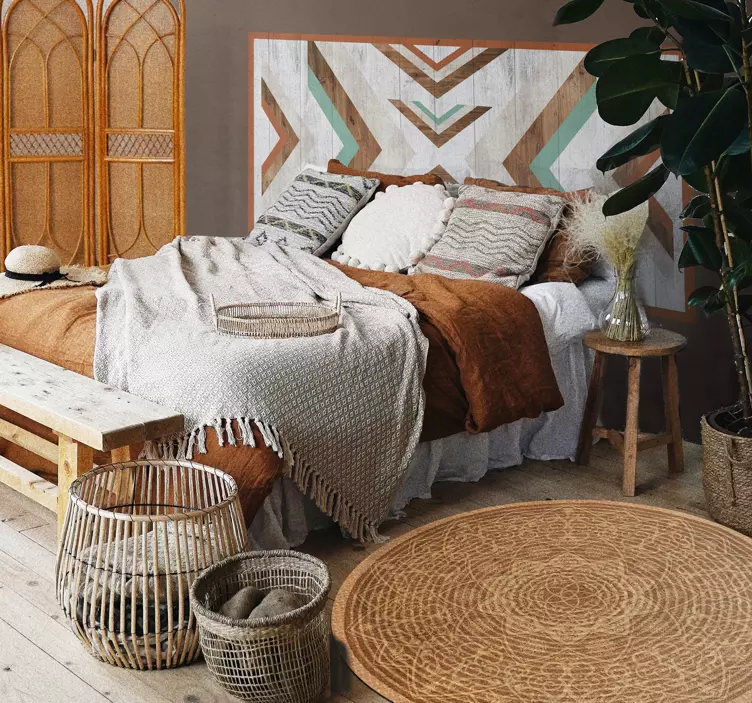 Wandtattoo Bett geometrisch gemustertes design - TenStickers