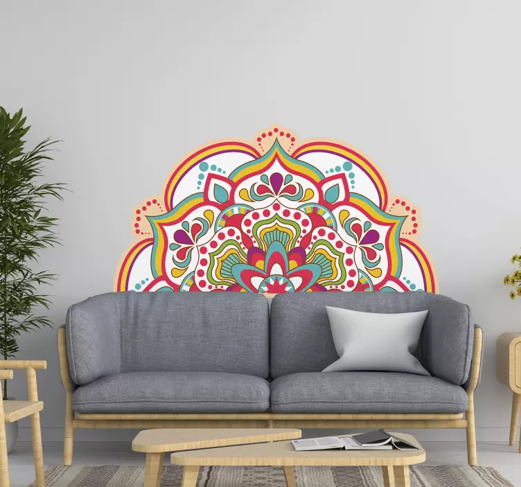 Wandtattoo Bett lebendiges mandala-motiv - TenStickers