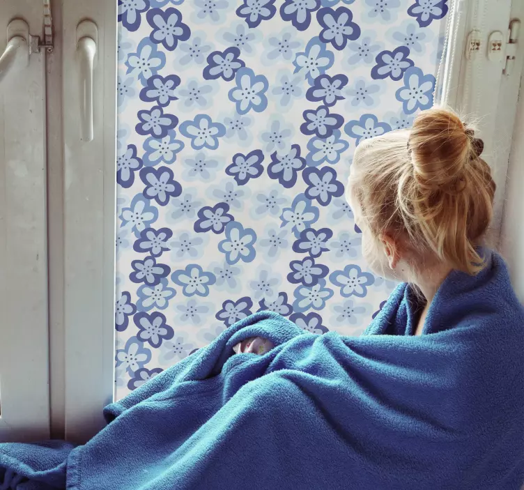 Fensteraufkleber blaue Blüten - TenStickers
